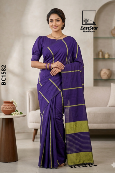 Purple Handloom Cotton Saree BC1582