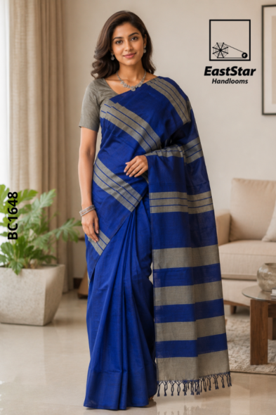 Blue Handloom Cotton Saree BC1648