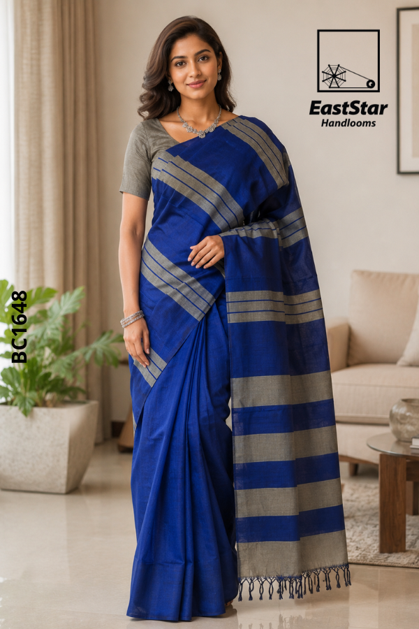Blue Handloom Cotton Saree BC1648