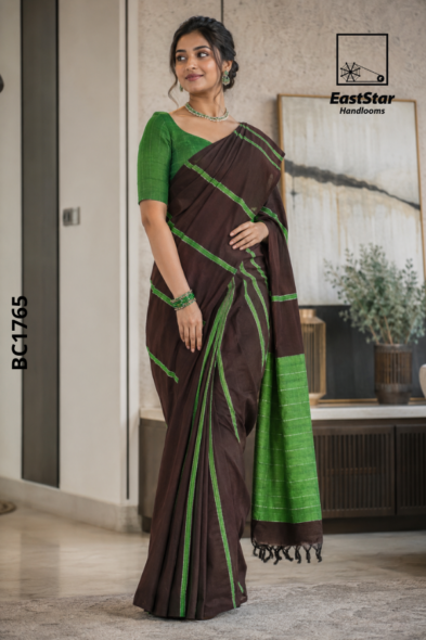 Brown  Handloom Cotton Saree BC1765