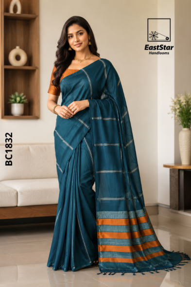 Green Handloom Cotton Saree BC1832