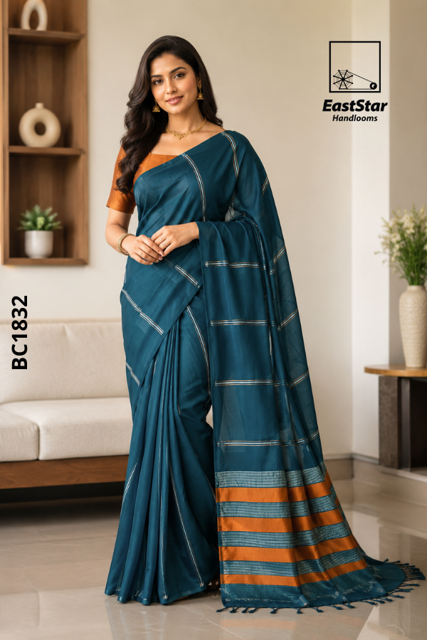 Green Handloom Cotton Saree BC1832
