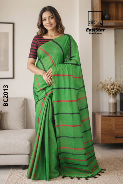 Green Handloom Cotton Saree BC2013