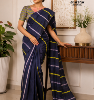 Deep Blue Handloom Cotton Saree BC2041