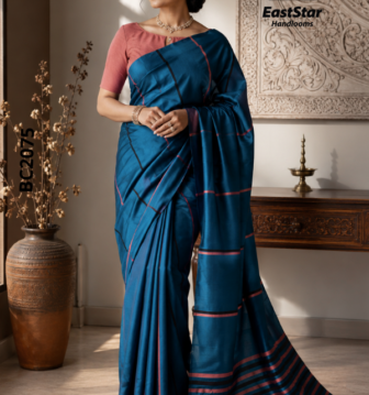 Teal Blue Handloom Cotton Saree BC2075