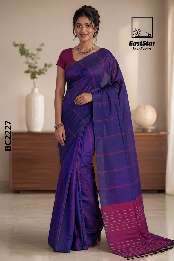 Purple Handloom Cotton Saree BC2227