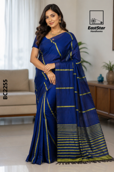 Royal Blue Handloom Cotton Saree BC2255