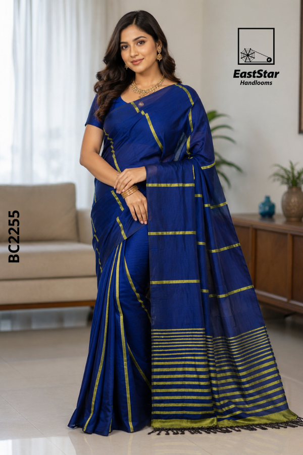 Royal Blue Handloom Cotton Saree BC2255