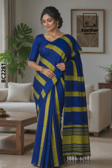 Blue Handloom Cotton Saree BC2281