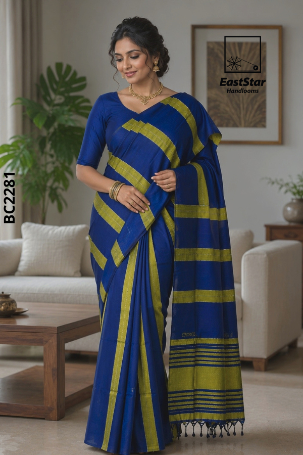 Blue Handloom Cotton Saree BC2281