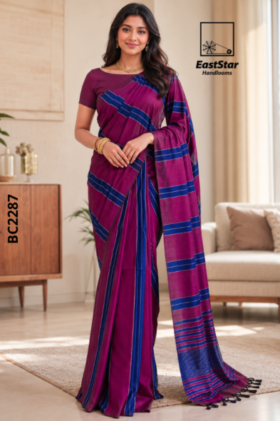 Magenta  Handloom Cotton Saree BC2287