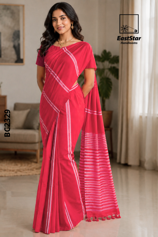 Pink Handloom Cotton Saree BC2329