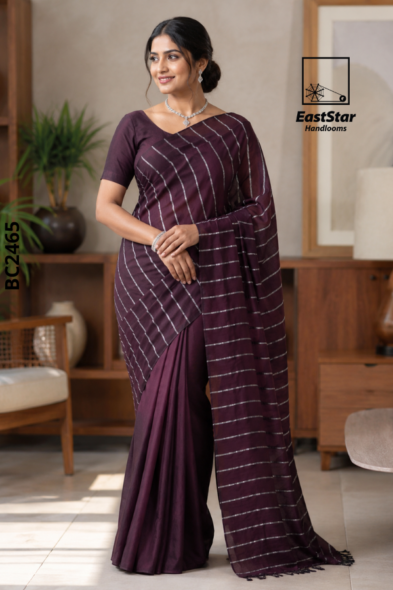 Deep Plum Handloom Cotton Saree BC2465
