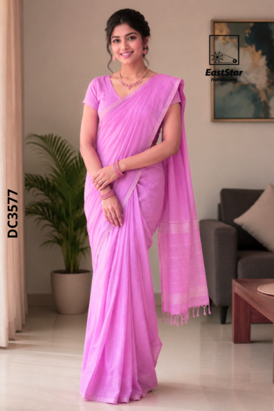 Pink  Handloom Cotton Saree DC3577