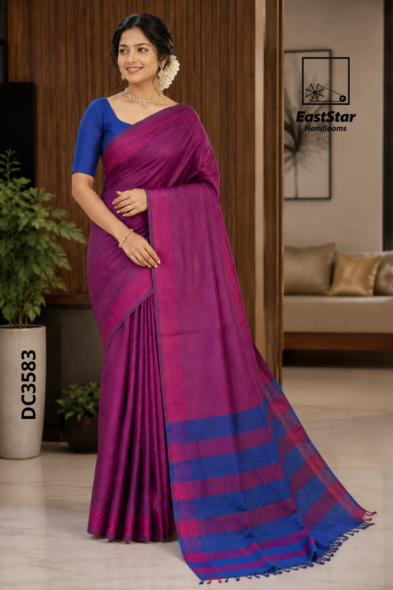 Magenta Handloom Cotton Saree DC3583