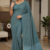 Dusty Teal Green Handloom Cotton  Saree DC3596