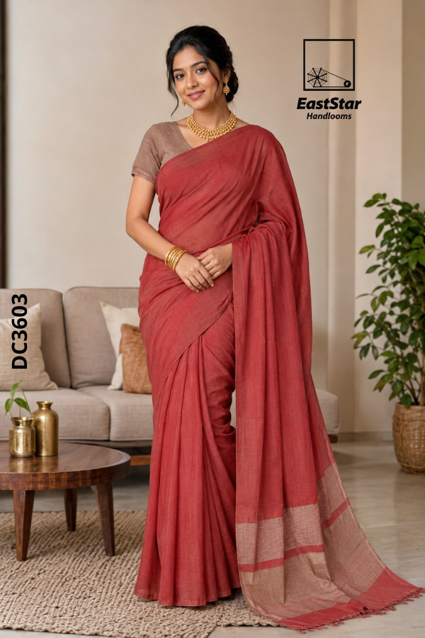 Dusty Rose  Handloom Cotton Saree DC3603