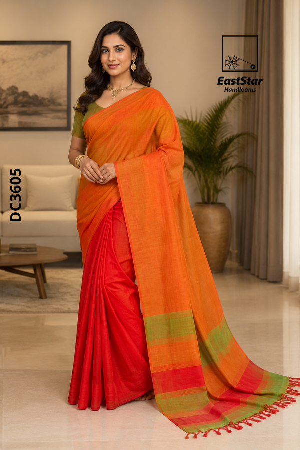 Multi Colour  Handloom Cotton Saree DC3605