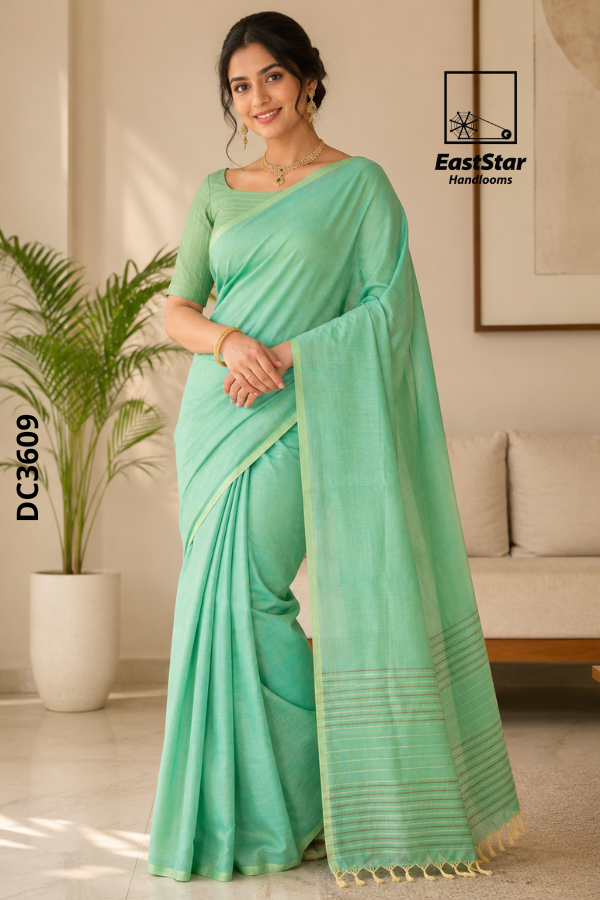 Mint Green Handloom Cotton Saree DC3609
