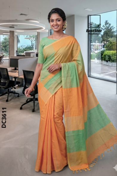 Multi Colour Handloom Cotton Saree DC3611