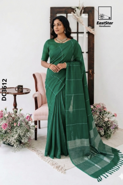 Green  Handloom Cotton Saree DC3612