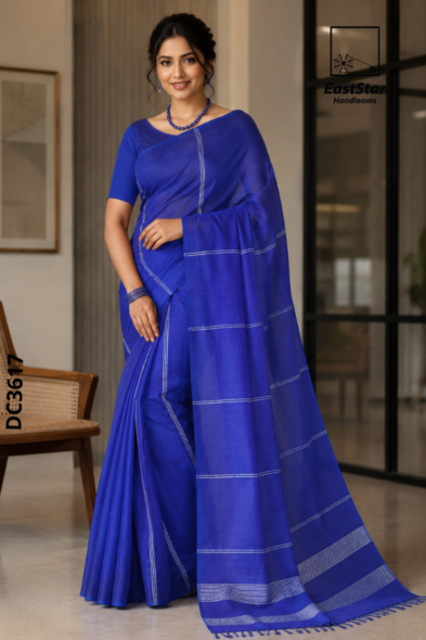 Royal Blue   Handloom Cotton Saree DC3617
