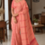 Peach-pink Handloom Cotton  Saree DC3631