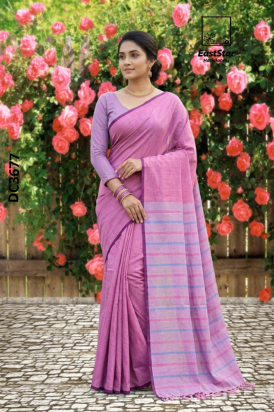 Pastel Pink Handloom Cotton Saree DC3677
