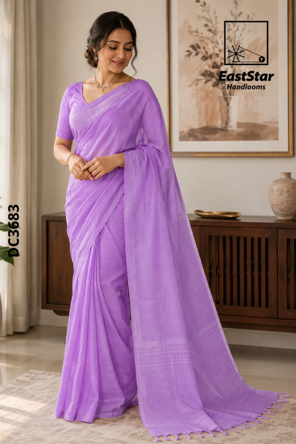 Lavender Purple Handloom Cotton Saree DC3683 Lavender Purple Handloom Cotton Saree DC3683