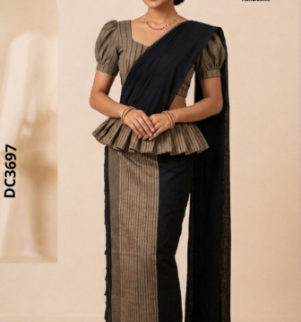 Black Handloom Cotton Saree DC3697 Black Handloom Cotton Saree DC3697