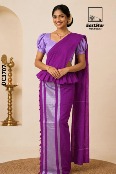 Purple  Handloom Cotton Saree DC3707