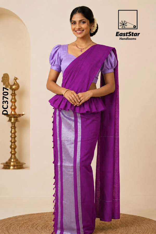 Purple Handloom Cotton Saree DC3707 Purple Handloom Cotton Saree DC3707