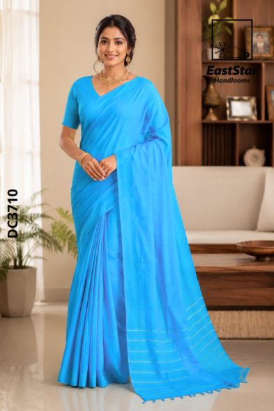 Light Blue Handloom Cotton Saree DC3710