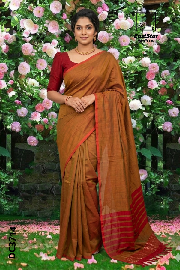 Olive green Handloom Cotton Saree DC3714 Olive green Handloom Cotton Saree DC3714
