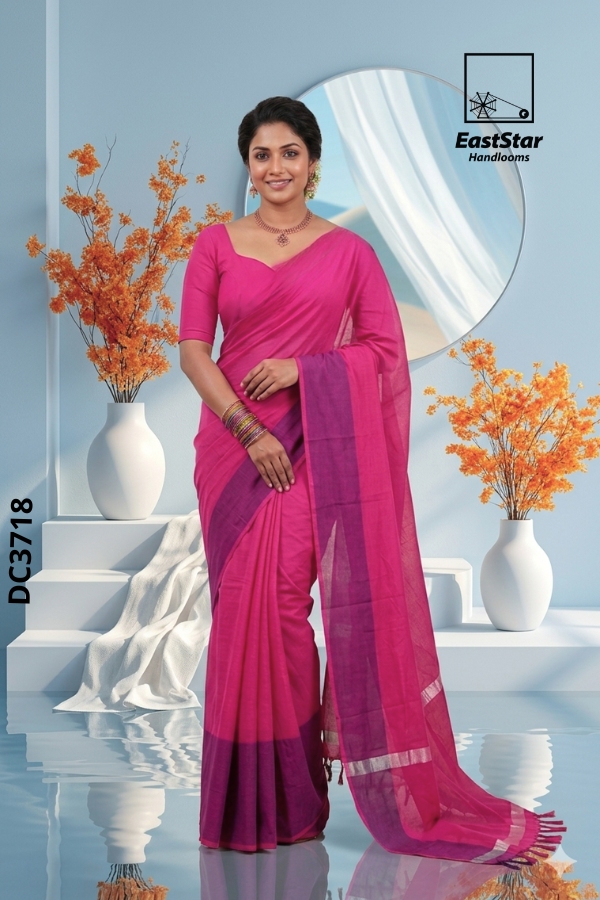 Pink Handloom Cotton Saree DC3718 Pink Handloom Cotton Saree DC3718