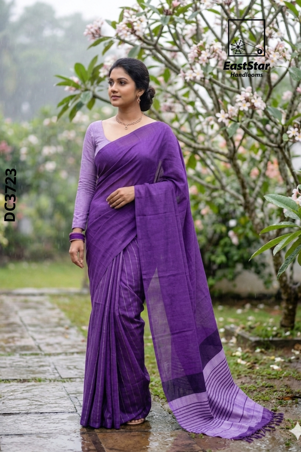 Purple Handloom Cotton Saree DC3723 Purple Handloom Cotton Saree DC3723