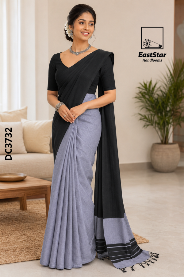 black Handloom Cotton Saree DC3732 black Handloom Cotton Saree DC3732