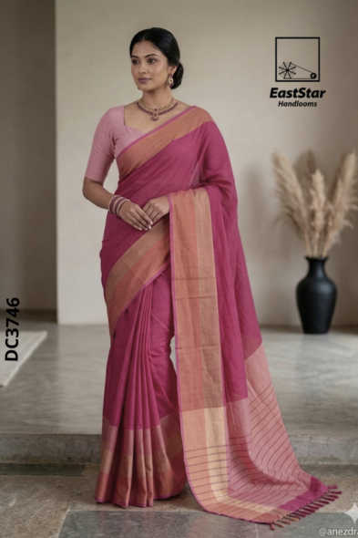 Multi Colour Handloom Cotton Saree DC3746