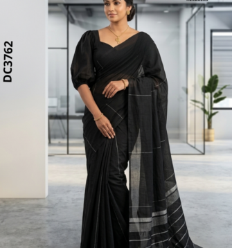 Black Handloom Cotton Saree DC3762