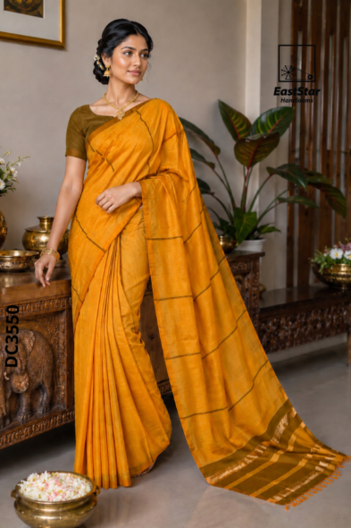 Mustard Yellow  Handloom Cotton Saree DC3550
