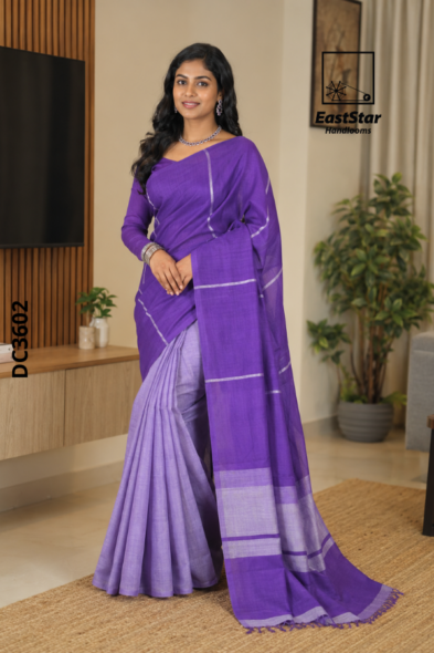 Purple And Lavender Handloom Cotton Saree DC3602