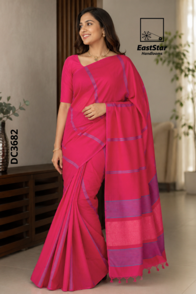 Pink Handloom Cotton Saree DC3682