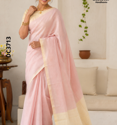 Baby Pink Handloom Cotton Saree DC3713