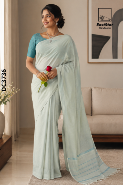 Mint Green  Handloom Cotton Saree DC3736