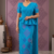Turquoise-Blue  Embroidery cotton Saree EMC2230