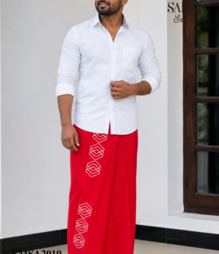 Red SAPTA Handloom Embroidery Cotton Sarong EMSA2019 Red SAPTA Handloom Embroidery Cotton Sarong EMSA2019