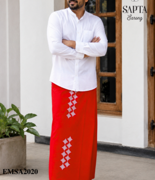 Red SAPTA Handloom Embroidery Cotton Sarong EMSA2020 Red SAPTA Handloom Embroidery Cotton Sarong EMSA2020