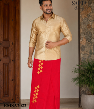Red SAPTA Handloom Embroidery Cotton Sarong EMSA2022 Red SAPTA Handloom Embroidery Cotton Sarong EMSA2022