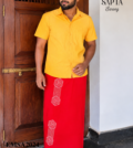 Red SAPTA Handloom Embroidery Cotton Sarong EMSA2024