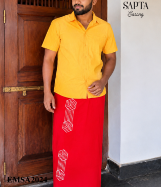Red SAPTA Handloom Embroidery Cotton Sarong EMSA2024 Red SAPTA Handloom Embroidery Cotton Sarong EMSA2024